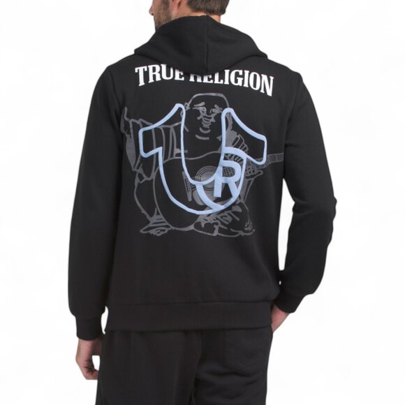 True Religion Men's Fleece Sweatsuit 2 Piece Tracksuit Matching Hoodie Joggers - Picture 5 of 13